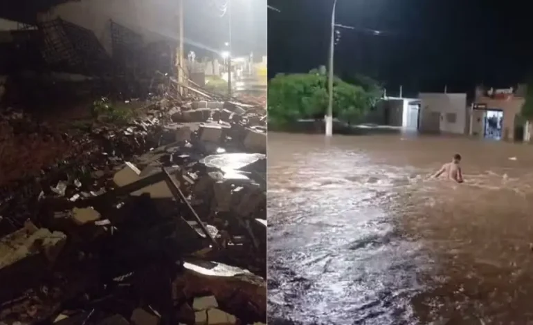 Assú sob as águas: Enxurradas e queda de prédio marcam noite de temporal no Oeste Potiguar