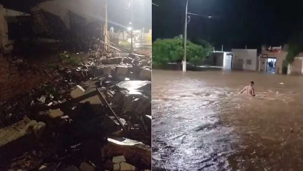 Assú sob as águas: Enxurradas e queda de prédio marcam noite de temporal no Oeste Potiguar